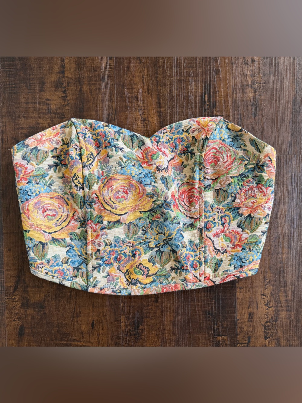 Altar'd State Multicolor Floral Woven Bustier
